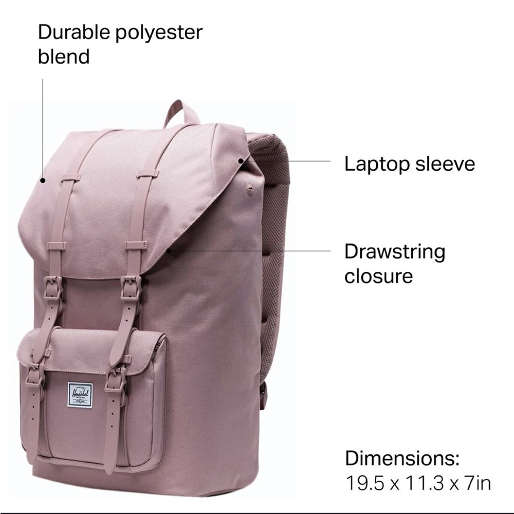 Herschel Little America Ash Rose Original Travel Work Computer compartment